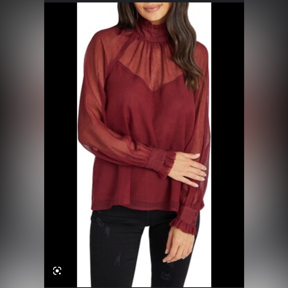 Vici Sheer Mock Neck Blouse